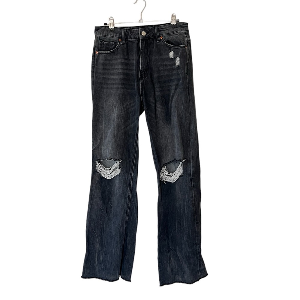 TNR Jeans Shop Stevie Black Gray Faded Distressed Style JP1158-2 Size 27 Relaxed